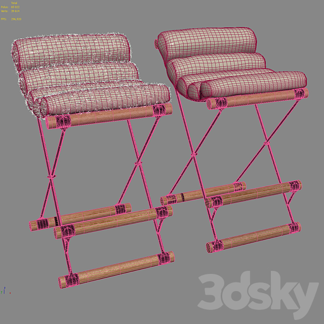 Chair The iron and rolled stool 3DS Max Model - thumbnail 5