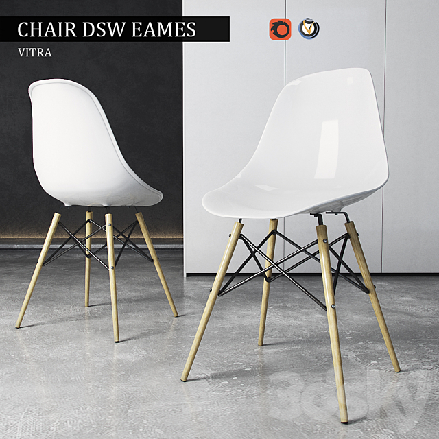 Chair Vitra DSW Eames Plastic Side 3DSMax File - thumbnail 1