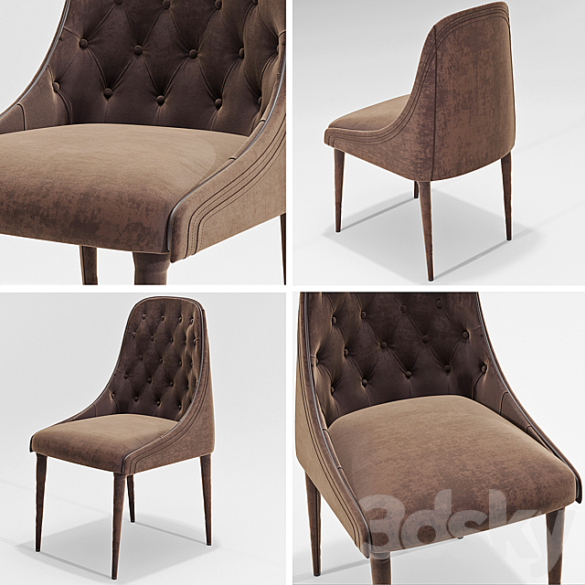 Chair vittoria frigerio Poggi High capitonne 3DSMax File - thumbnail 1