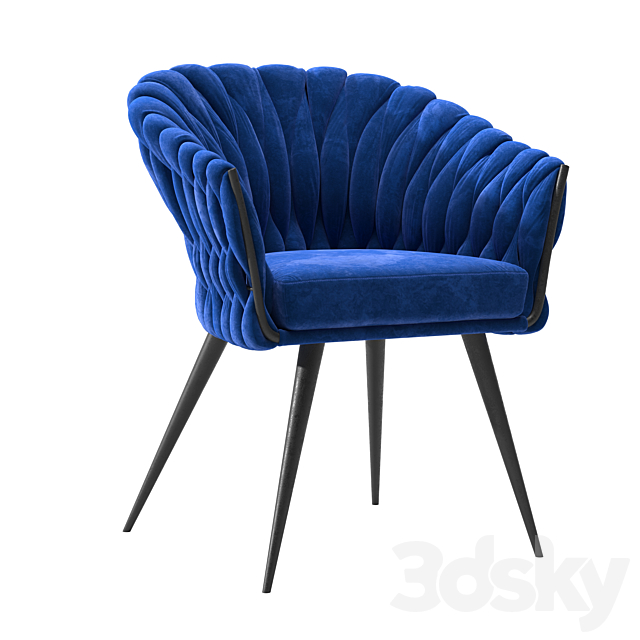 Chair with Armrest Knot Blue 3ds Max - thumbnail 1