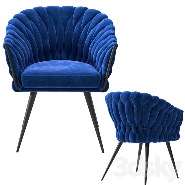 Chair with Armrest Knot Blue 3ds Max - thumbnail 2