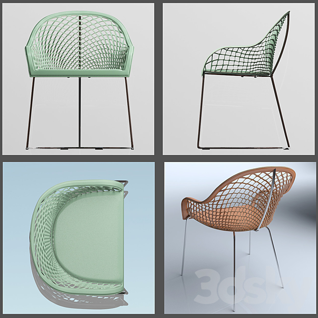 Chair with armrests Guapa P 3DS Max Model - thumbnail 3