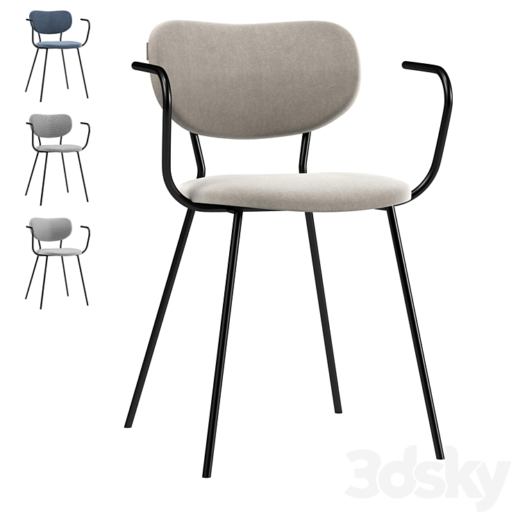 Chair with armrests Melt 3DS Max Model - thumbnail 3