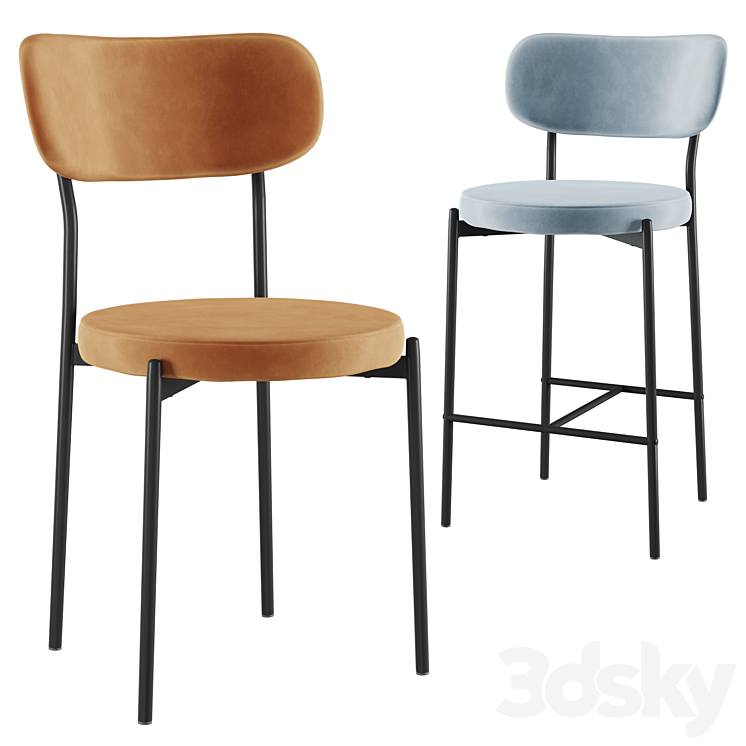 Chair&Bar stool Barbara black legs SG 3DS Max Model - thumbnail 1