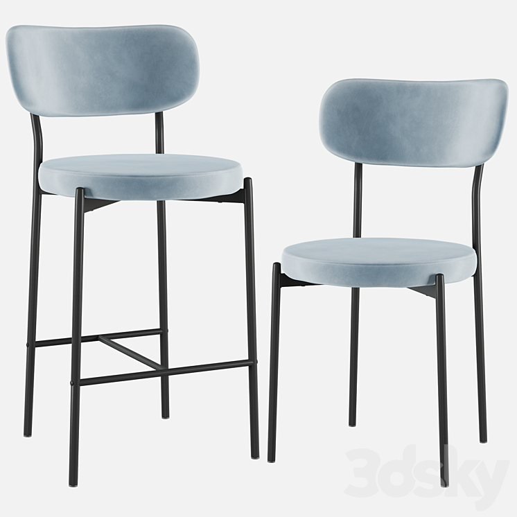 Chair&Bar stool Barbara black legs SG 3DS Max Model - thumbnail 2