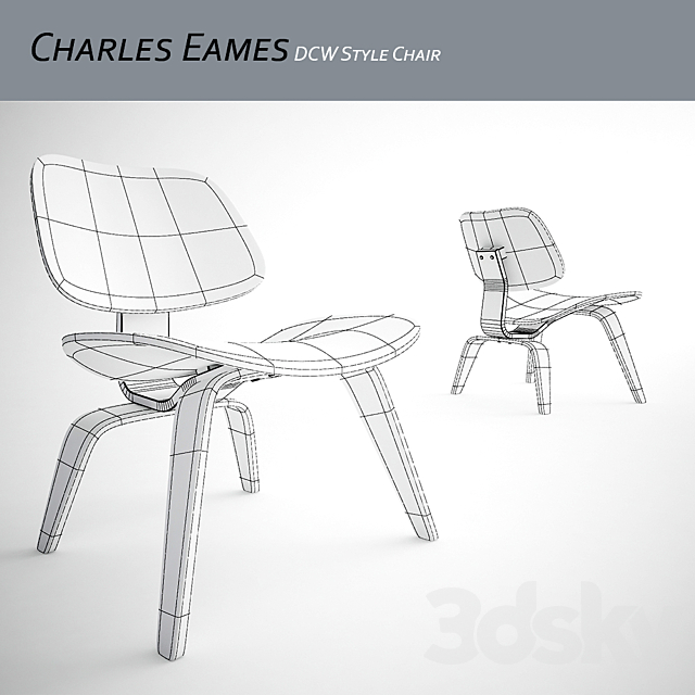 Charles Eames DCW Style Chair 3DS Max Model - thumbnail 3