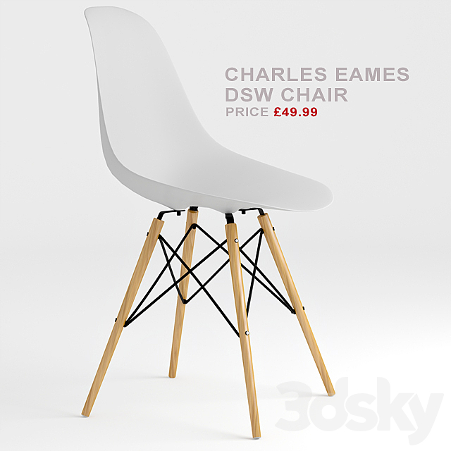 Charles Eames DSW Chair 3DSMax File - thumbnail 1