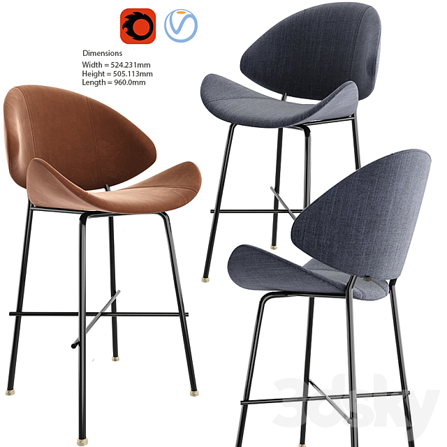 Cheri bar stool 3DSMax File - thumbnail 1