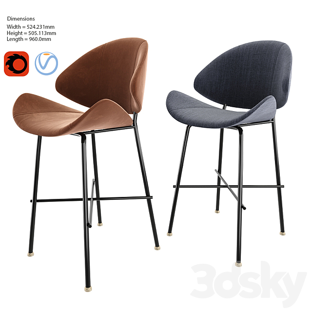 Cheri bar stool 3DSMax File - thumbnail 2