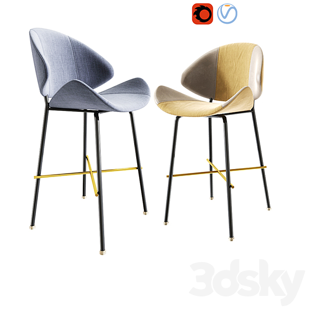 Cheri Bar Stool And Dining Chair 3DSMax File - thumbnail 2