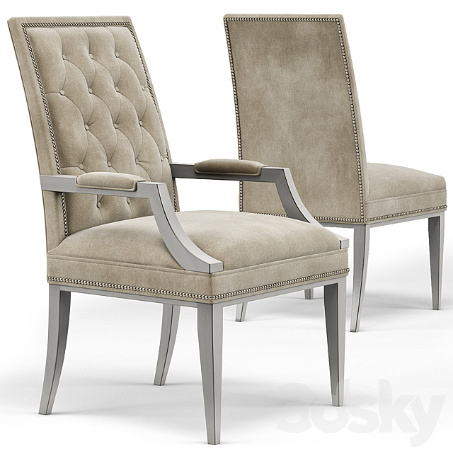 Cheska Upholstered Tufted Chairs 3DSMax File - thumbnail 2