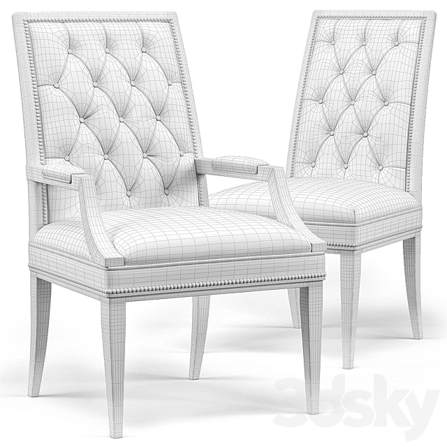 Cheska Upholstered Tufted Chairs 3DSMax File - thumbnail 3