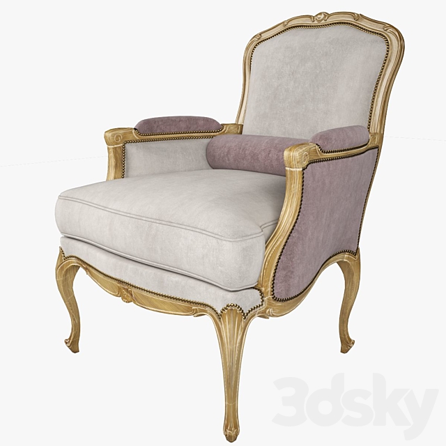 Chevigny Louis XV Bergere Armchair 3DS Max Model - thumbnail 2