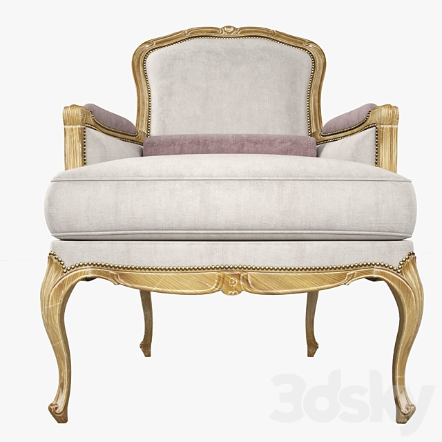 Chevigny Louis XV Bergere Armchair 3DS Max Model - thumbnail 4