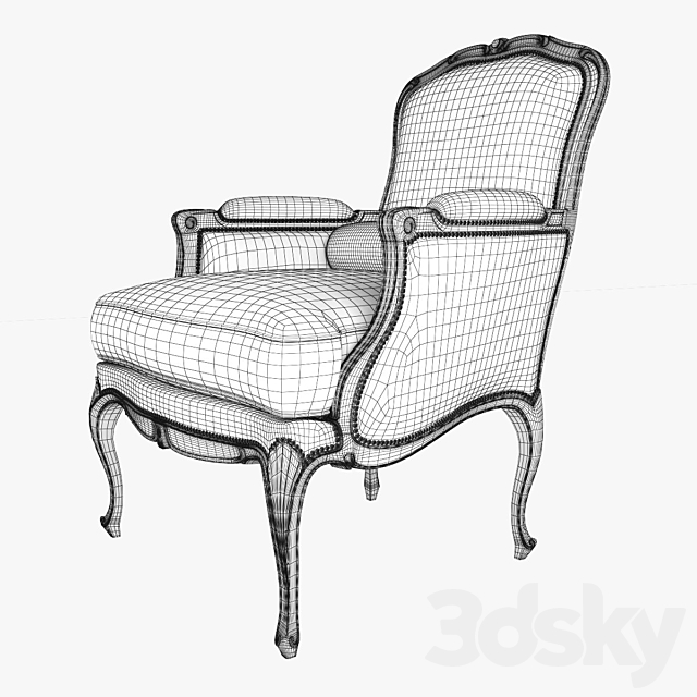 Chevigny Louis XV Bergere Armchair 3DS Max Model - thumbnail 5