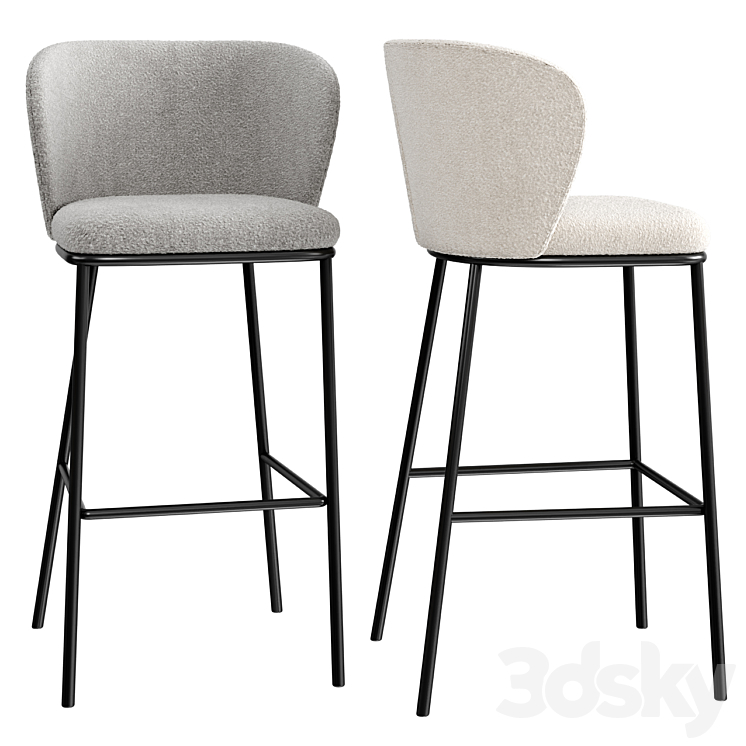 Ciselia Bar Stool 3DS Max Model - thumbnail 2