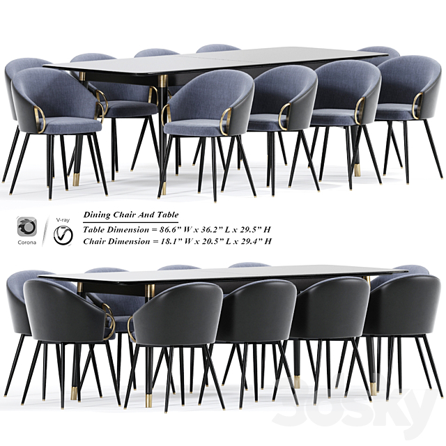 Claire Dining Chair And Table 3DSMax File - thumbnail 1