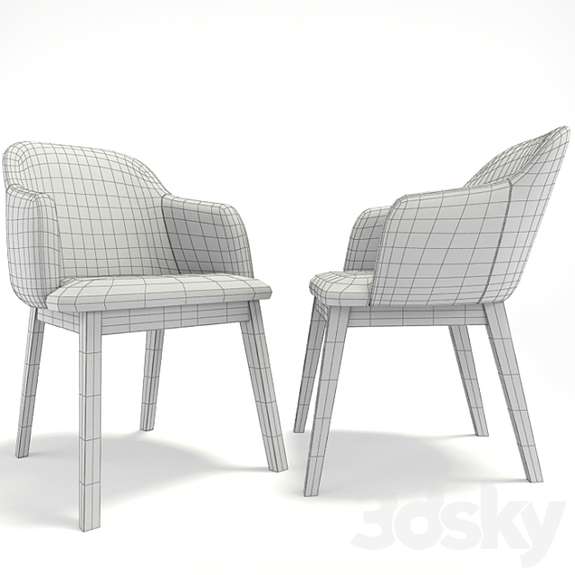 Coco Arm Dining Chair Set 3ds Max - thumbnail 3