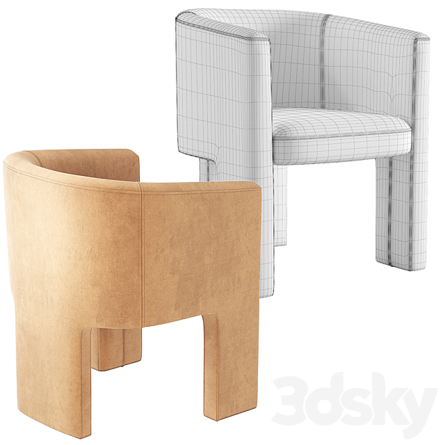 Coco Republic Phoenix Dining Chair 3DS Max Model - thumbnail 6