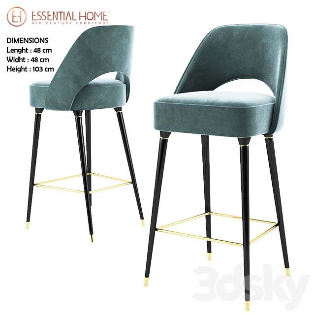 Collins Bar Chair 3DSMax File - thumbnail 1