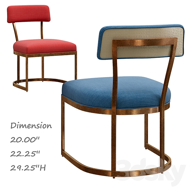 Conrad side chair 3DS Max Model - thumbnail 2