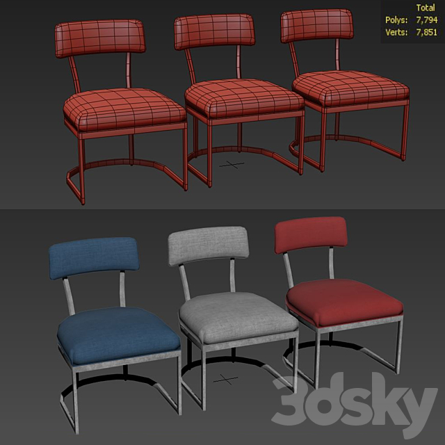 Conrad side chair 3DS Max Model - thumbnail 3