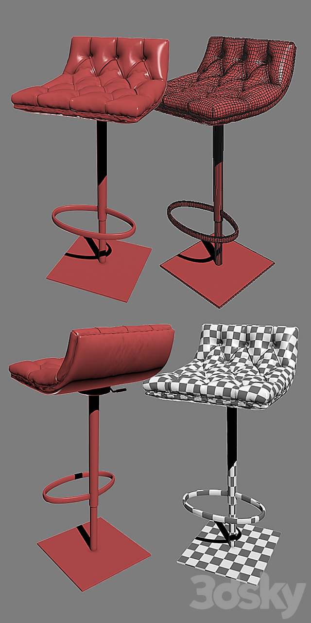 CONSTANTINI PIETRO Club Bar Stool 3DS Max Model - thumbnail 3