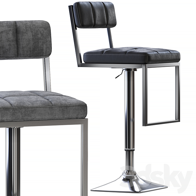 CorLiving Square-Tufted Wide Adjustable Bar Stool 3DSMax File - thumbnail 1