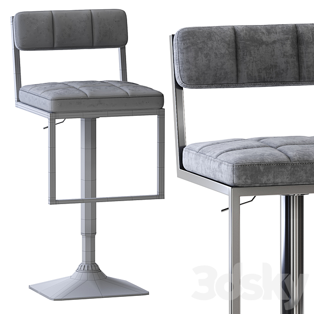 CorLiving Square-Tufted Wide Adjustable Bar Stool 3DSMax File - thumbnail 3