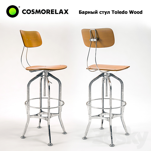 Cosmo relax Bar stool Toledo wood 3DS Max Model - thumbnail 1