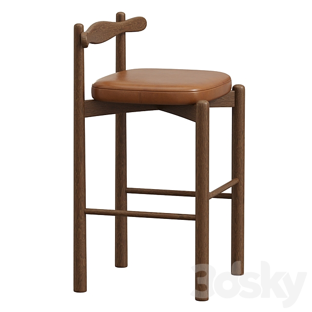 Counter Stool UCA Dark Brown Wood 3ds Max - thumbnail 2