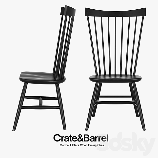 Crate & Barrel – Marlow II Black Wood Dining Chair 3DSMax File - thumbnail 1