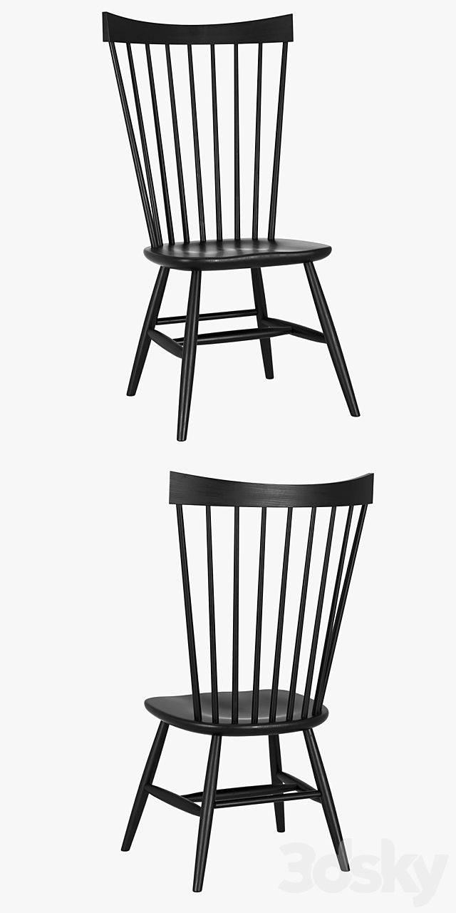 Crate & Barrel – Marlow II Black Wood Dining Chair 3DSMax File - thumbnail 2