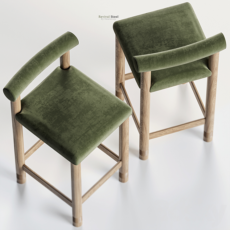 Crate & barrel – Revival Counter Stool in Green 3DS Max Model - thumbnail 2