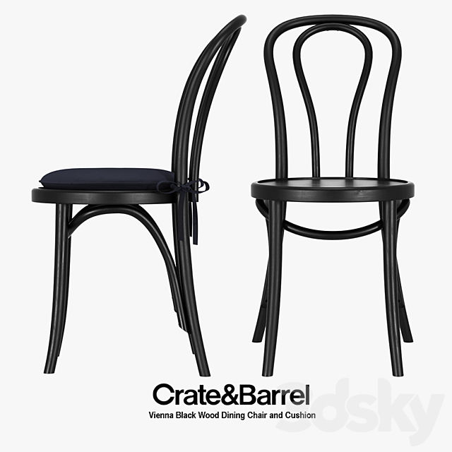 Crate & Barrel – Vienna Black Wood Dining Chair 3DSMax File - thumbnail 1