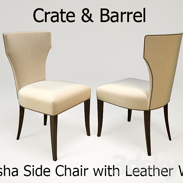 Crate&Barrel Sasha Side Chair with Leather Welt” 3DS Max Model - thumbnail 1