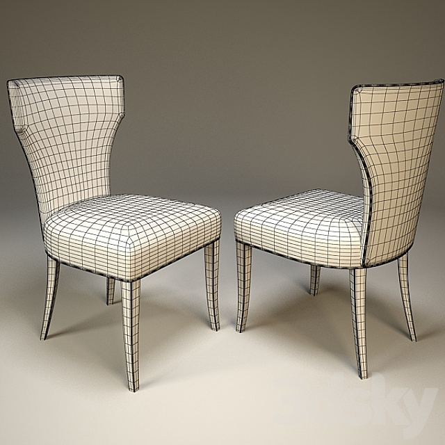 Crate&Barrel Sasha Side Chair with Leather Welt” 3DS Max Model - thumbnail 2