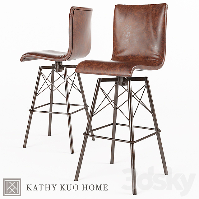 Crenshaw Industrial Loft Iron Leather Bar Stool 3ds Max - thumbnail 1