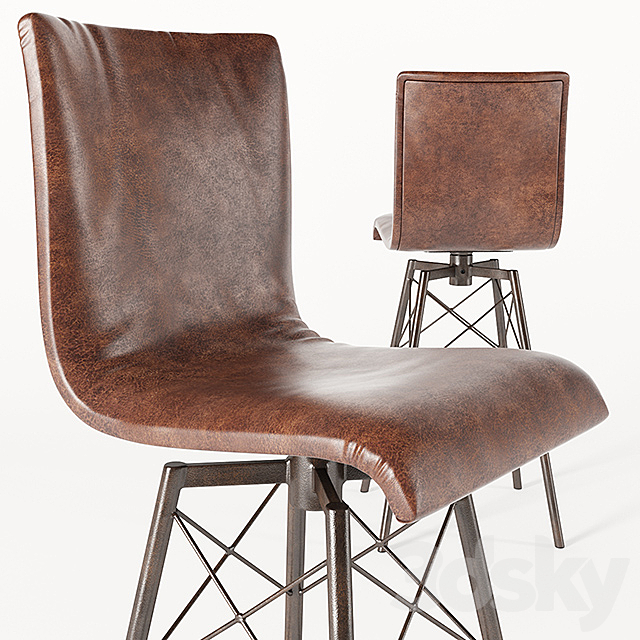 Crenshaw Industrial Loft Iron Leather Bar Stool 3ds Max - thumbnail 2