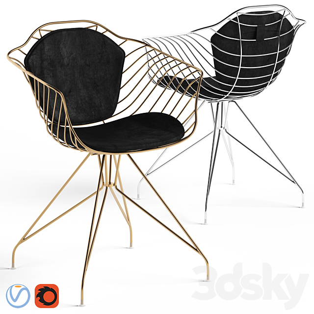 Cult Living Moda Wire Metal Chair 3ds Max - thumbnail 1