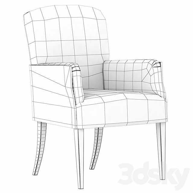 Dantone Home Chair-armchair Bordeaux-2 with flat back 3DSMax File - thumbnail 3