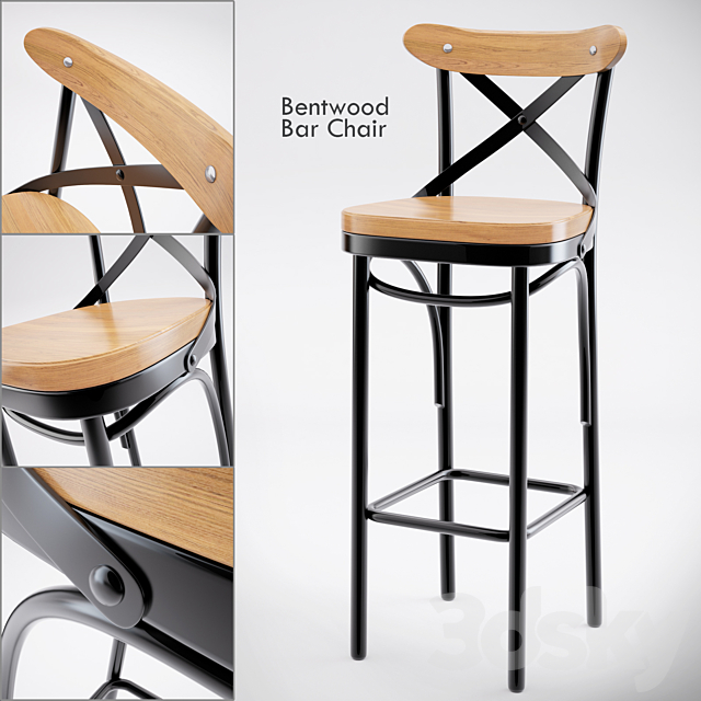 Dark Metal Bar Chair 3DSMax File - thumbnail 1