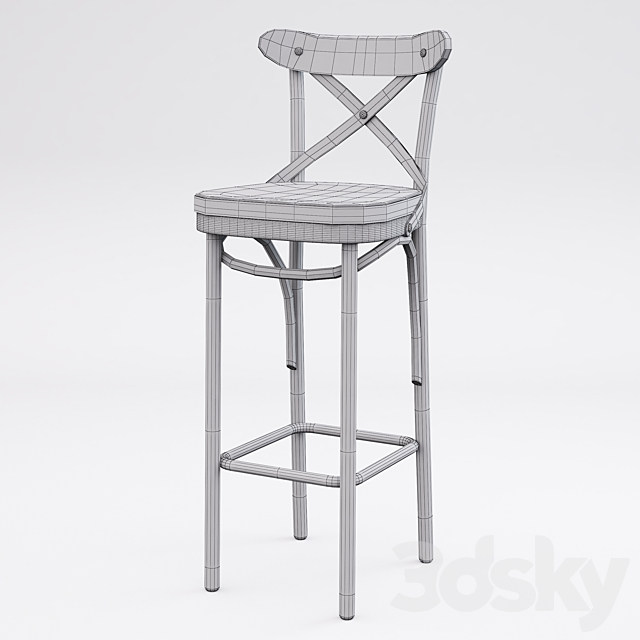 Dark Metal Bar Chair 3DSMax File - thumbnail 3