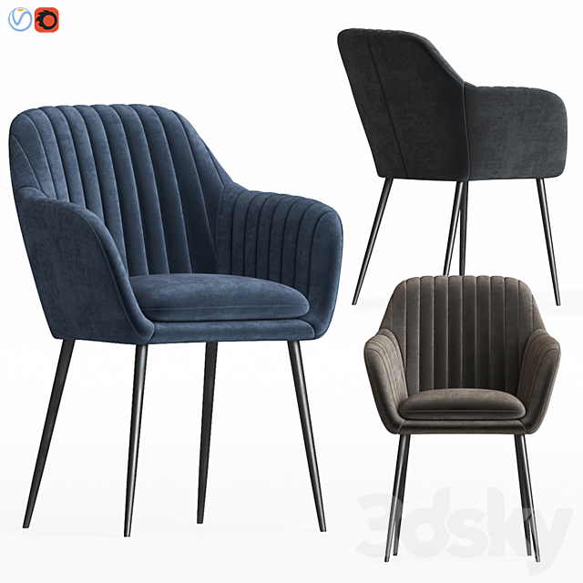 Deephoue Chair Lausanne sea blue velvet 3ds Max - thumbnail 1