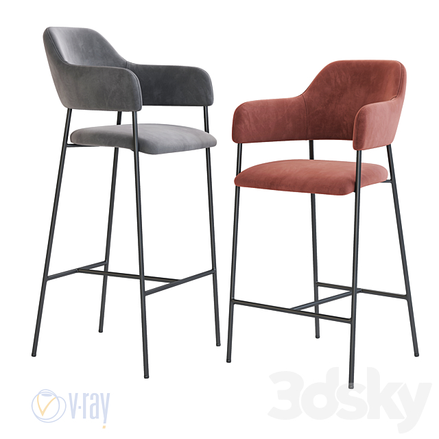 Deephouse. Bar semi-bar stool Martin Livorno Ferrara 3DS Max Model - thumbnail 2