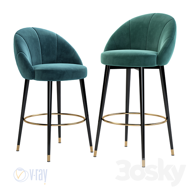 Deephouse. Bar semi-bar stool Martin Livorno Ferrara 3DS Max Model - thumbnail 3