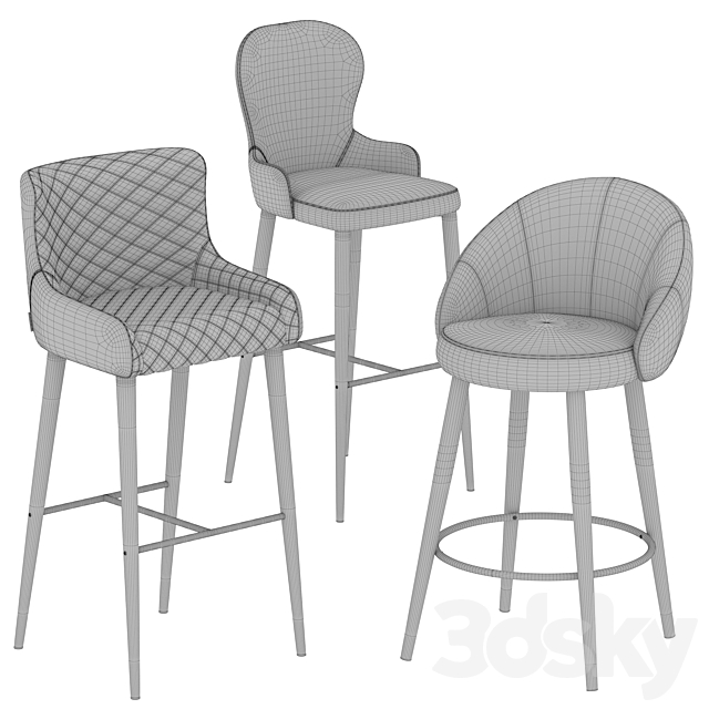 Deephouse bar stool Cindy Ferrara Chamonix 3DS Max Model - thumbnail 4