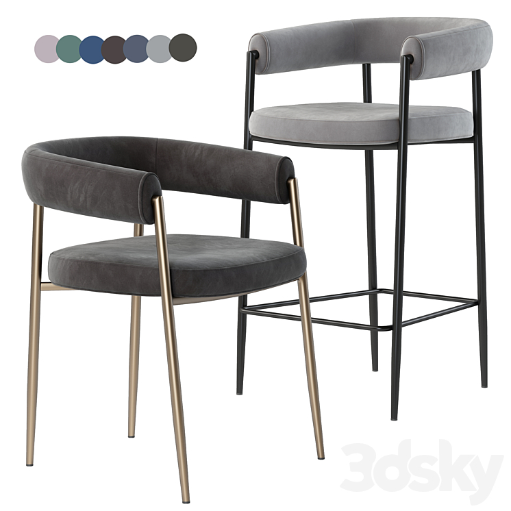 Deephouse. Bar stool Manchester 3DS Max Model - thumbnail 1