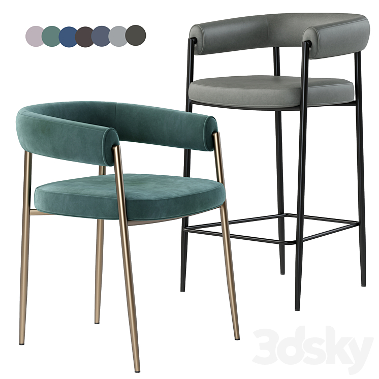 Deephouse. Bar stool Manchester 3DS Max Model - thumbnail 2