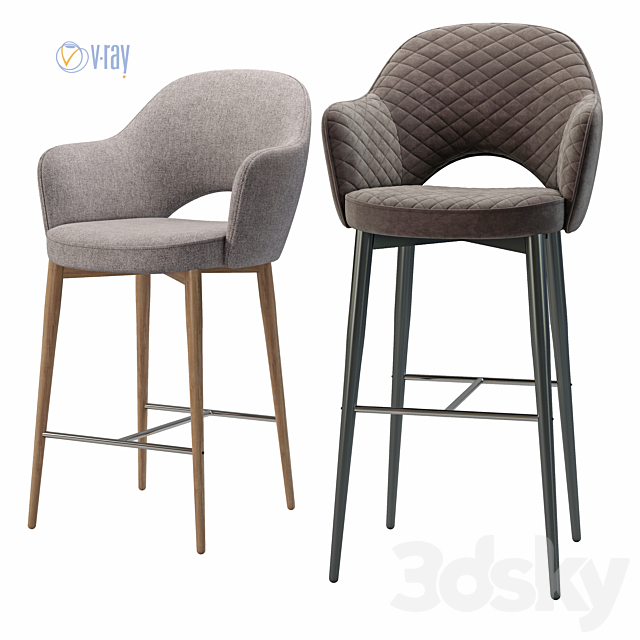 Deephouse. Bar stool semi-bar Martin 3ds Max - thumbnail 2